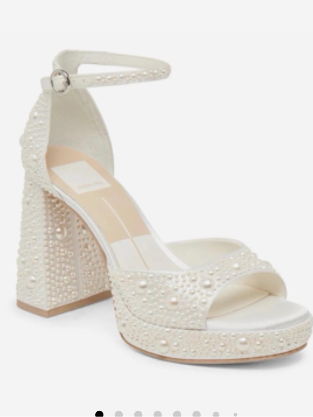 Dolce Vita Pearl-Embellished Cream Platform Sandal